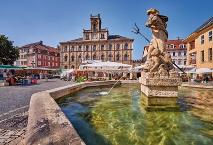 Marktplatz in der Weimarer Altstadt © Florian Trykowski/Thüringer Tourismus GmbHAufnahmejahr: 2019
